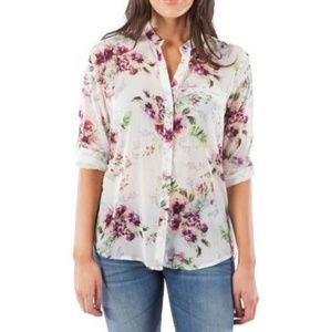 KUT from the Kloth Jasmine Top Floral Blouse Long Sleeve Button Down LARGE